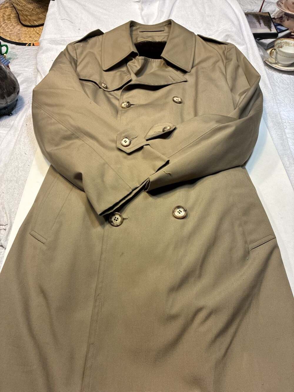 Adams Row by Richman Men's Double Breasted Trench Coat with Faux Fur Lining